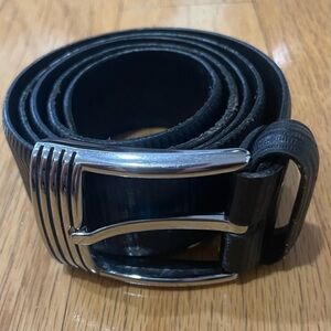 Samsonite Men’s Black Leather Chrome/ Silver Buckle Size 34 / 85 cm